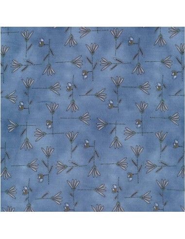 Coupon 52x110 cm Blue Flower Lattice cotton fabric