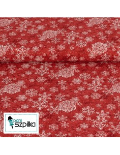 Tkanina bawełniana Lacey Snowflakes Red 2