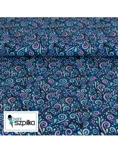 Blue Purple Scroll Scallop Wilmington Prints cotton fabric 2