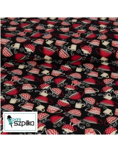 Tkanina bawełniana Black Tossed Coffee Cups 2