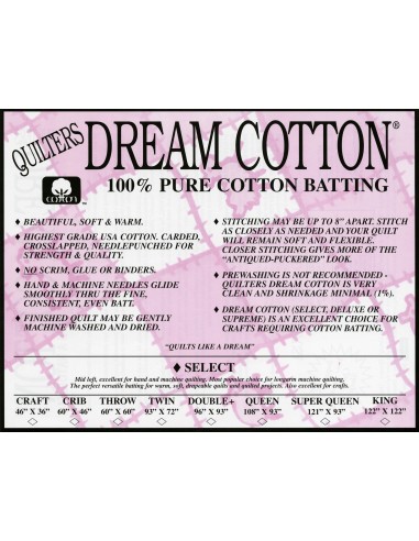 Batting Quilters Dream Select Natural Twin Size 93inx72in