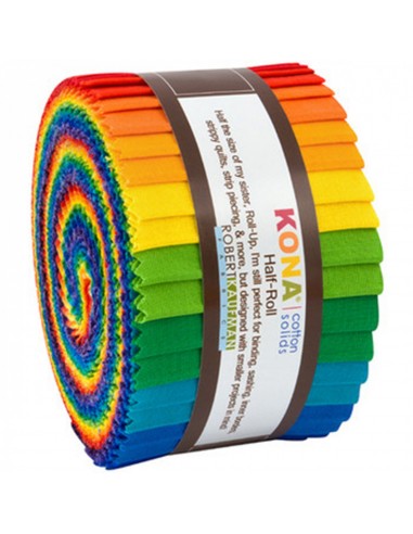 Jell Roll Kona Solids Bright Rainbow 24 pcs