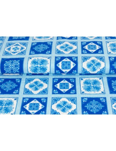 Blue Dreams: Blue Double Border Tile cotton fabric