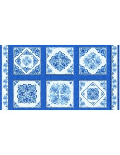 Panel Blue Dreams: Blue Blocks cotton fabric