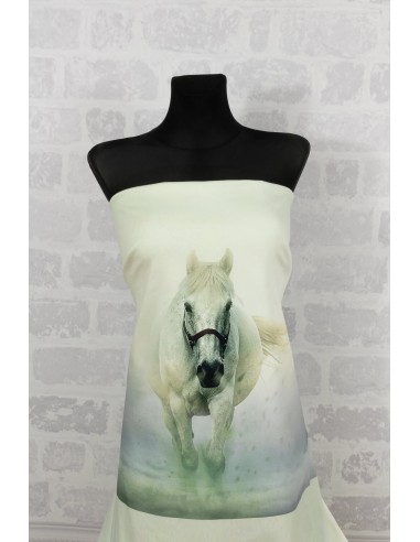 Knit printed jersey panel horse wolves