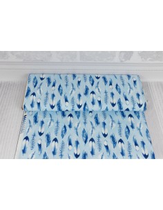 Nature Walk Indigo: Light Blue Feathers cotton fabric 2