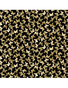 New Traditions: Black Butter Flutter Metallic cotton fabric