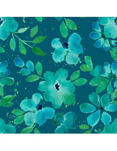 Blue Water Floral Studio 37 Marcus Bros cotton fabric floral
