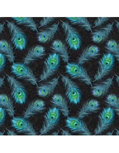 Tkanina bawełniana Blue Feathers Allover