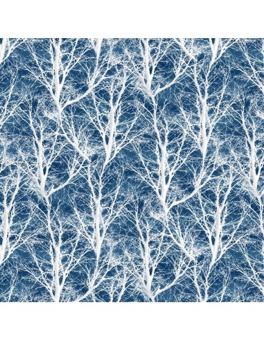 Blue Bare Trees Wilmington cotton fabric Christmas