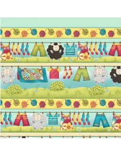 Tkanina bawełniana Yellow Line Dry Border Stripe