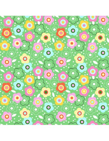 Green Floral P&B Textiles tkanina bawełniana kwiaty