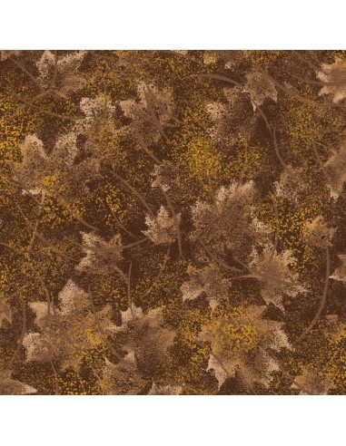 Tkanina bawełniana Brown Tonal Leaves