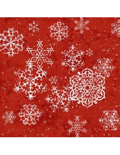Tkanina bawełniana Lacey Snowflakes Red