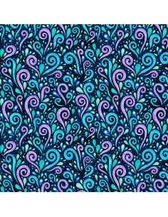 Blue Purple Scroll Scallop Wilmington Prints cotton fabric
