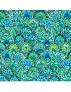 Tkanina bawełniana Blue Green Scallop