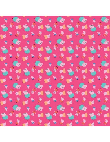 Świnka Peppa One Big Family Springs Creative licensed cotton fabric  50 cm x 55 cm (1FQ)