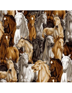 Tkanina bawełniana Multi Allover Horses