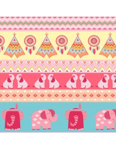 Boho Baby: Pink Aqua Novelty Stripe