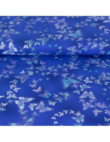 Dutchess Blue Butterfly Metallic Timeless Treasures cotton fabric