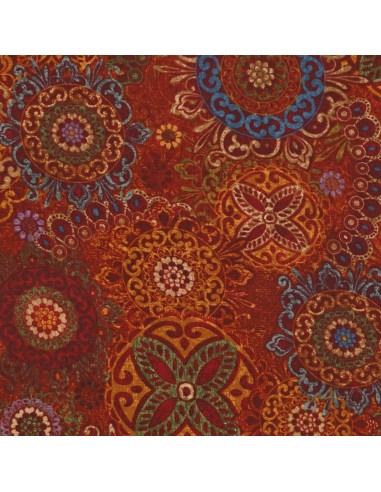 Tapestry: Sangria Medallion cotton fabric