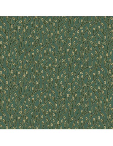 Turquoise Triangle Star Vines cotton fabric