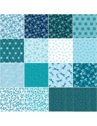 Pearl Reflections Teal set of 15 FQ