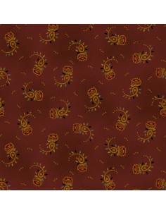 Tkanina bawełniana Deep Red Tossed Stars & Cabbage Rose