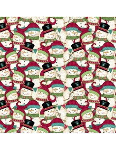 Packed Snowmen Christmas cotton fabric
