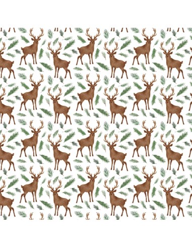 White Oh Deer cotton fabric