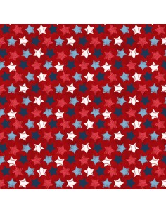 Tkanina bawełniana Red Stars Allover