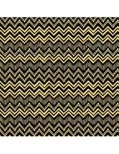 Tkanina bawełniana Black Yellow Zig Zag Stripe