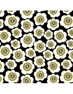 Tkanina bawełniana Black Packed Daisies