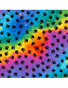 Tkanina bawełniana Rainbow Cat Paws