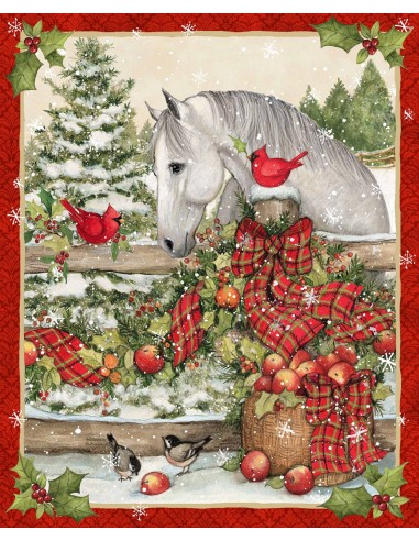 Panel bawełniany Christmas Horse Bow
