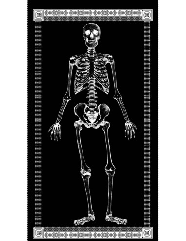 Black Skeleton cotton fabric panel glows in the dark