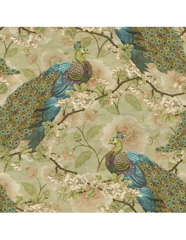 Indian Peacock Floral cotton fabric