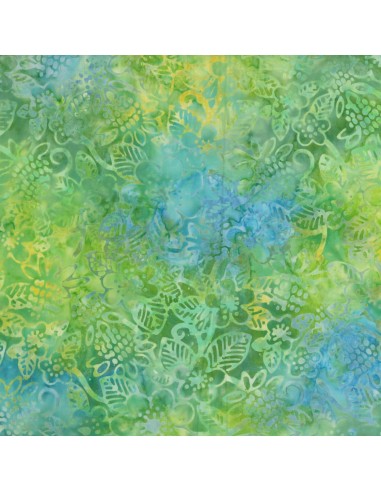 Tkanina bawełniana Green Blue Packed Floral Batik