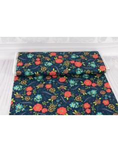 Tkanina bawełniana Wildflower Boutique Main Navy 2