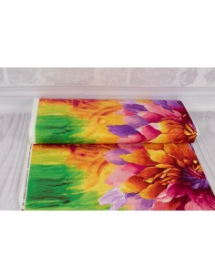 Brite Large Flower cotton fabric panel 2