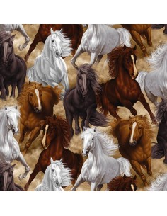 Tkanina bawełniana Multi Wild Horses