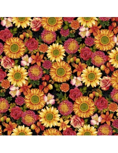Tkanina bawełniana Black Autumn Floral
