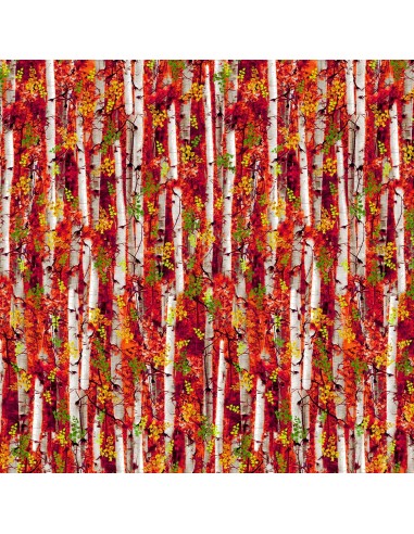 Multi Fall Birch Trees cotton fabric
