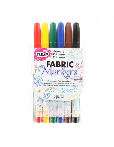 Fine Tip Primary Fabric Markers 6 pcs