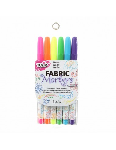 Fine Tip Neon Fabric Markers 6 pcs