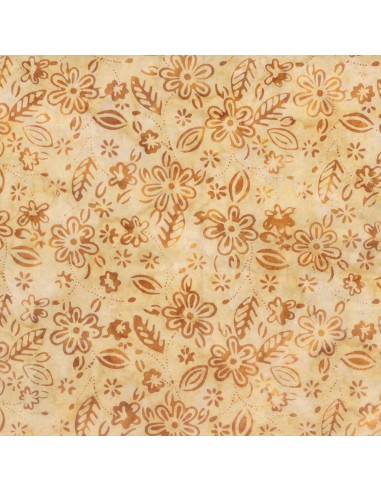 Tan Small Floral Batik cotton fabric