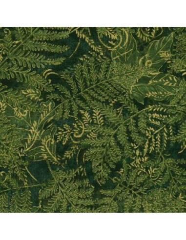 Green Fern Metallic cotton fabric