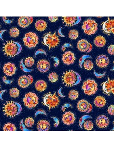 Tkanina bawełniana Light Navy Suns