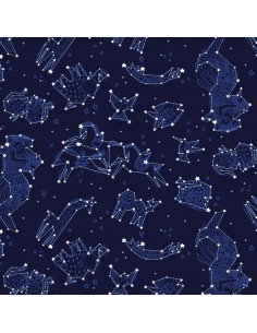 Light Navy Zodiac cotton fabric