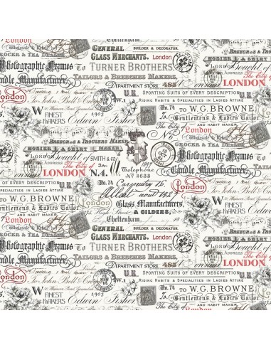 White London Words cotton fabric